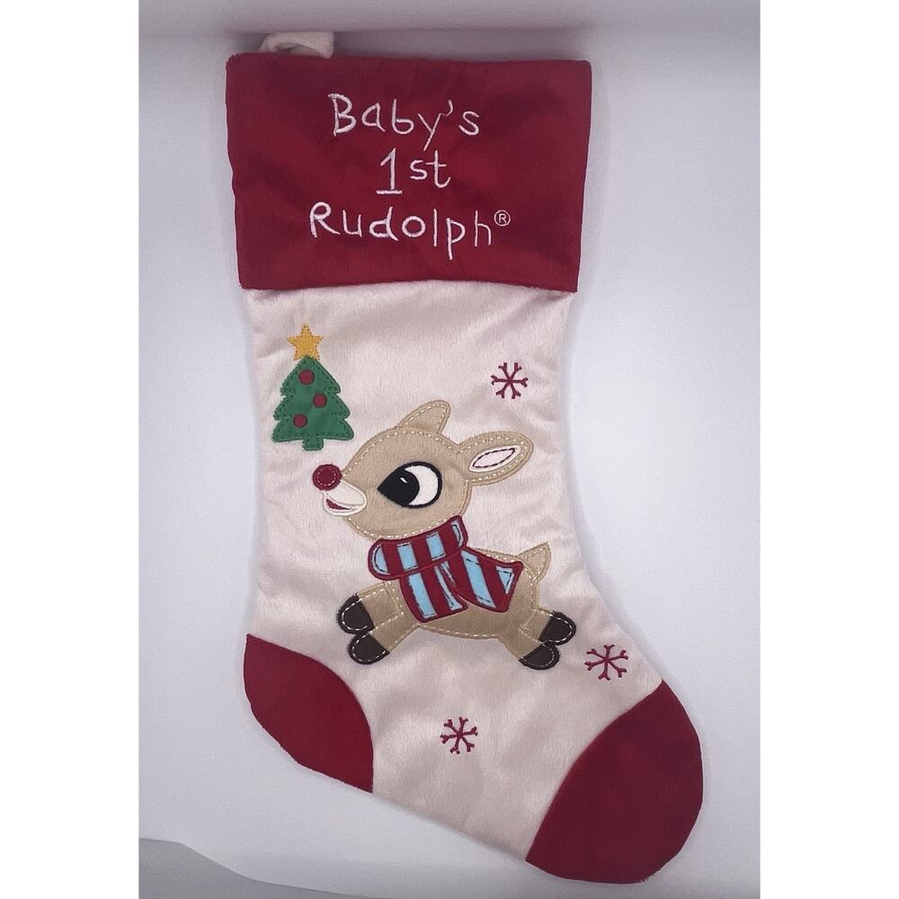 DanDee Baby’s 1st Rudolph Red Nose Reindeer Christmas Stocking 18" New No Tag